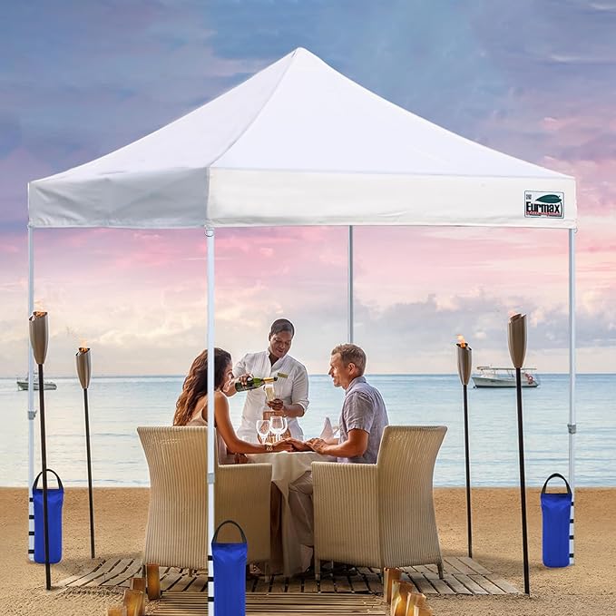 Eurmax USA 125LBS 4-Pack Universal Canopy Weights, Secure Wind Protection to Prevent Tipping, Easy Wrap-Around Installation Heavy Duty Sandbags (Without Sand), Fits All Instant Shelter Legs,Blue