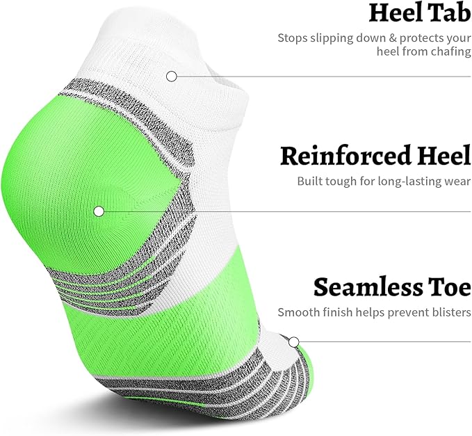 PAPLUS Compression Running Socks Women (6 Pairs), Ankle Athletic Socks Low Cut with Arch Support