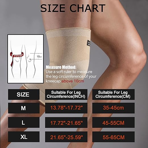 Knee Brace for Pain Relief - Knee Compression Sleeves for Men and Women, Knee Support Leg Brace for Meniscus Tear, Running, Weightlifting, Workout, ACL, Arthritis, Joint Pain Relief(Nude,L)