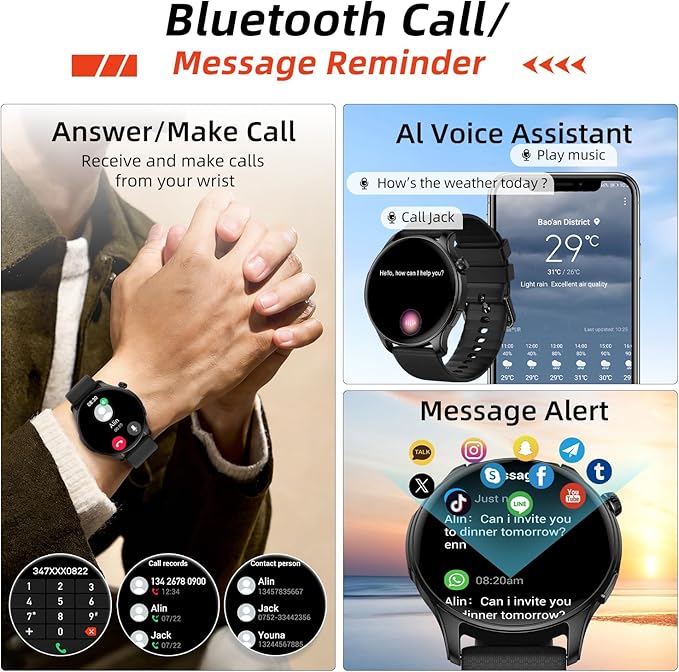 Smart Watch for Men Women Fitness Tracker: Waterproof Bluetooth Call Answer/Make Smart Watches for Android/iPhone Digital Mens Smartwatch Activity Pedometer Heart Rate SpO2 Monitor 120+ Sports Model