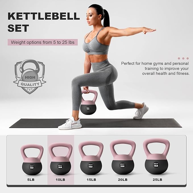 Soft Kettlebell 5LB/10LB/15LB/20LB/25LB, Kettlebells for Home Gym Strength Training, Anti-Slip Fitness Weights for Men Women