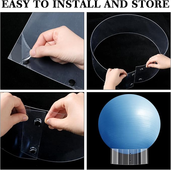 Wenqik 3 Pcs Exercise Ball Stand Holder 14.5 Inch Plastic Yoga Ball Base Stability Fitness Display Stand Medicine Therapy Carrier Storage Stackers