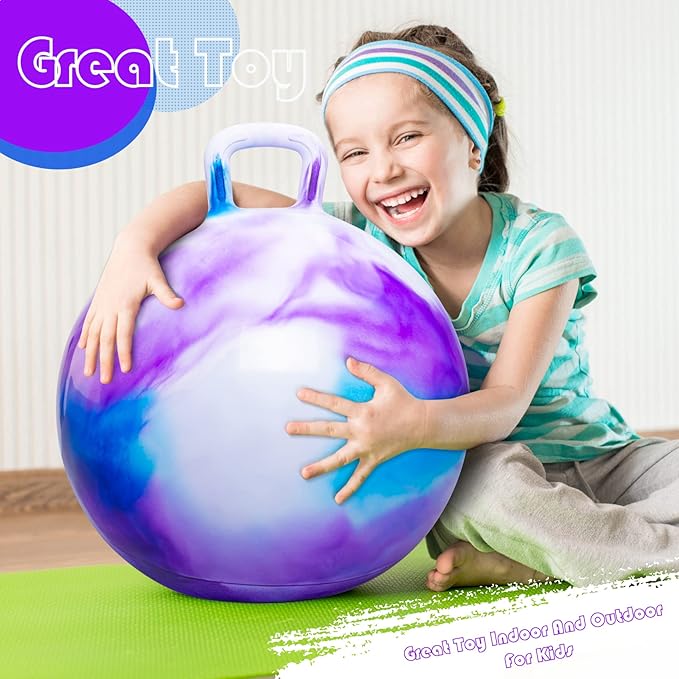 PlayZap Hopper Balls for Kids 3-8, 18 Inches Bouncy Ball with Handle, 18" Inflatable Bouncing Hopper, 45cm Jumping Toys, Garden Hopping Toys Girls Boys Gifts