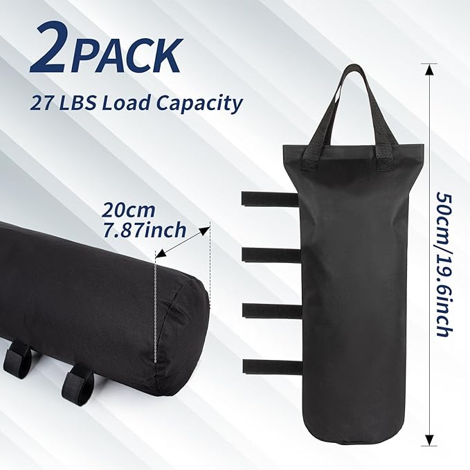 MAQIHAN 2PACK Canopy Weight Bags - 54 LBS Load Capacity Sand Bags for Canopy Tent Legs, Set of 2 Durable Sandbags, Heavy Duty SandBag for Weight, Suitable for Outdoor Pop Up Tent, Gazebo, Pergola