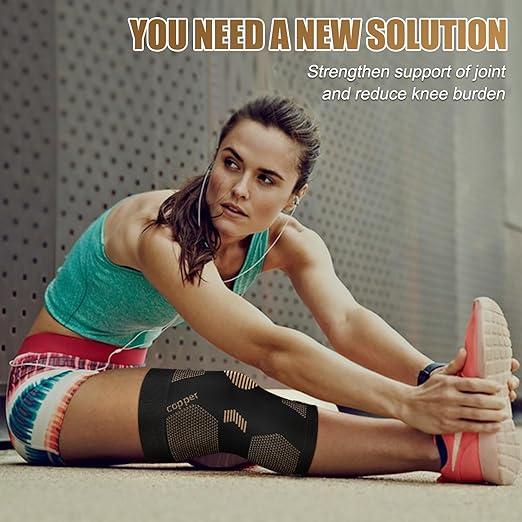NEENCA Copper Knee Brace for Women and Men, Knee Compression Sleeve for Knee Pain, Arthritis, ACL, Meniscus Tear, Joint Pain Relief, Knee Support for Running, Working Out, Fitness, Weightlifting -Pair