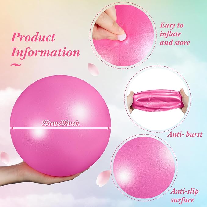 4 Pcs Small Exercise Pilates Ball Bulk 9 Inch Mini Yoga Balls Anti Burst and Slip for Stability, Fitness, Physical Therapy, Stretching & Core Workout at Home Gym Office Class