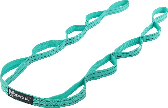 A AZURELIFE Premium Durable Stretch Straps with Loops, Stretching Strap for Physical Therapy, Multi-Loop Yoga Strap Fitness Exercise Strap for Yoga, Pilates, Dance, Flexibility&Exercise