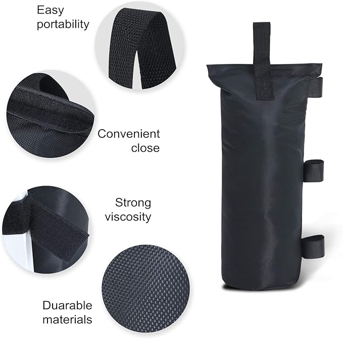 ABCCANOPY 100 LBS Extra Large Canpoy Sand Bags for Ez Pop up Canopy Tent Outdoor Instant Canopies, 4-Pack, Black (Without Sand)
