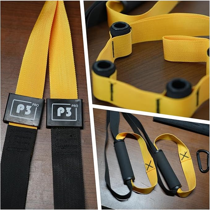 Home Suspension Training Kit, Suspension Trainer Straps with Adjustable Extension for Full-Body Workout at Home or Outdoors, Portable Gym Equipment with Handles, for All Fitness Levels Suspension Trainer,2 Packs Resistance Loop Exercise Bands