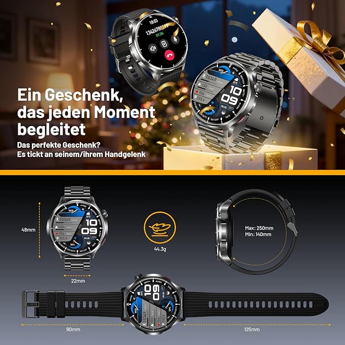 Smart Watch for Men, 1.52" HD Fitness Tracker with Blood Pressure SpO2 Heart Rate Sleep Monitor, 110 Sports Modes, 1000mAh Battery Watches for Men Compatible with Android iPhone