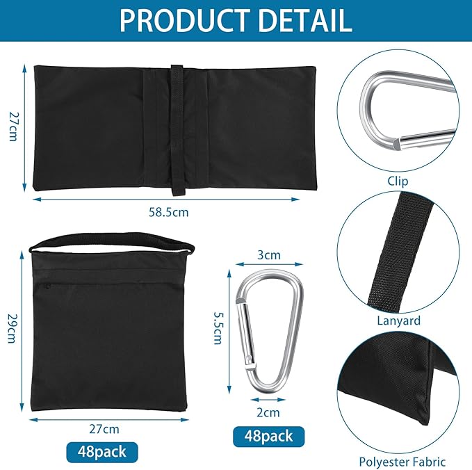 Nuogo Photography Sand Bags Heavy Duty Weight Bags with Metal Hooks, Stabilize Tripods for Wedding Outdoor, Photography Video Studio Boom Mics Furniture Against Wind