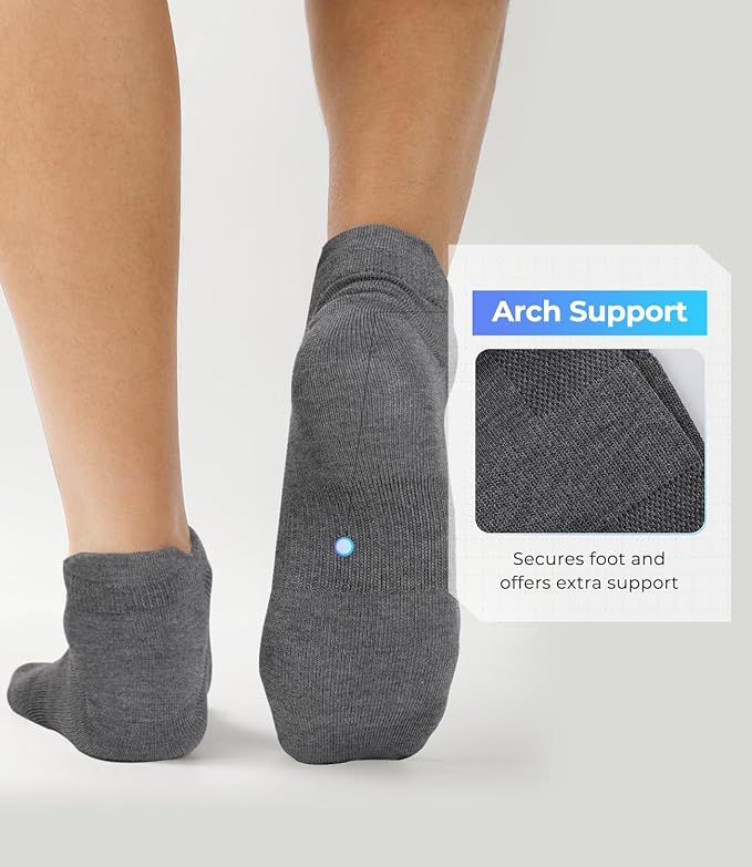 BAMBOO COOL Men's Ankle Socks Athletic Low Cut Heel Tab Cushioned Moisture Wicking, Running Arch Support Breathable, 8 Pack