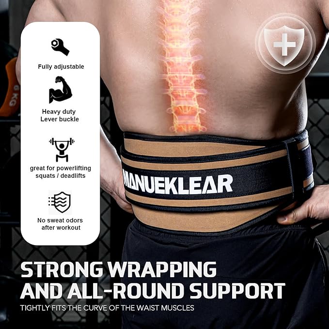 Weight Lifting Belt, Lifting Belts for Women Men,MANUEKLEAR Weightlifting Belt Quick Locking Back Support for Bodybuilding, Fitness, Powerlifting, Cross Training, Squats, Workout, Exercise