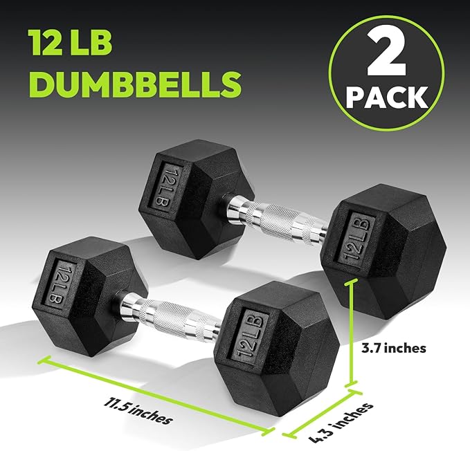 Hex Dumbbell Set, 2.5-65 lb Rubber Encased Exercise & Fitness Dumbbells, Weights Dumbbells Set of 2, Hand Weight for Strength Training