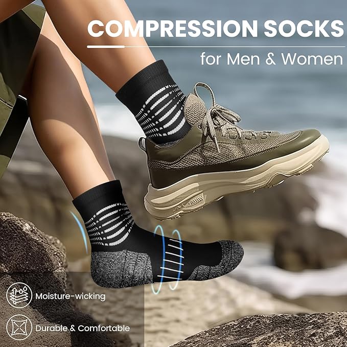 IRAMY Ankle Compression Socks for Men Athletic Running Socks with Cushioned Support 3/5 Pairs