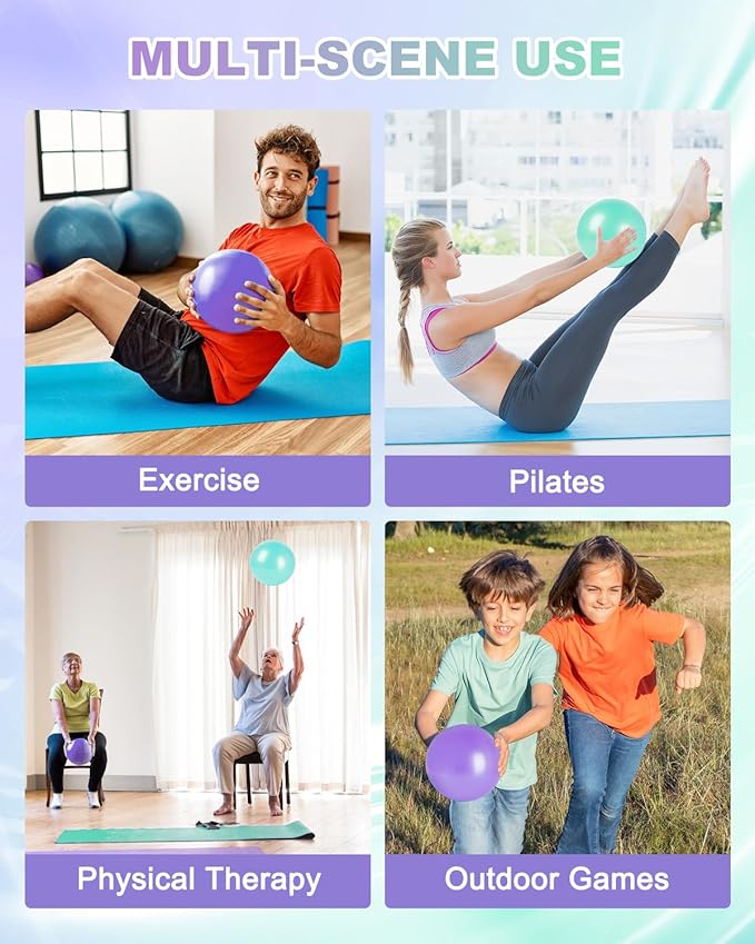 9 Inch Pilates Ball Small Exercise Ball, Workout Ball for Barre, Pilates, Yoga, Stability, Workout, Balance, Fitness at Gym Home Office