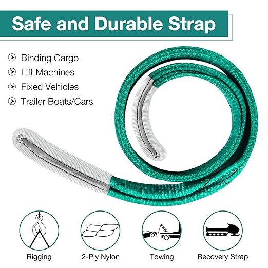 Lift Sling Straps,2" x 7' 2-Ply Heavy Duty Flat Eye Lift Slings,Polyester Lifting Sling Strap Tree Saver Recovery Strap Web Sling Rigging Moving Tow Hoist Gear Straps 6400lb 5100lb 12800lb