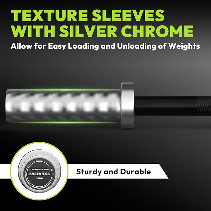 Olympic Barbell 4 ft/5 ft/6 ft/6.5ft/7 ft, 2 Inch Straight Womens Bars, Weight Bar for Strength Training, Weightlifting, Squat, Hip Thrust, Bench Press, Deadlift, 500 lb - 1000 lb Capacity