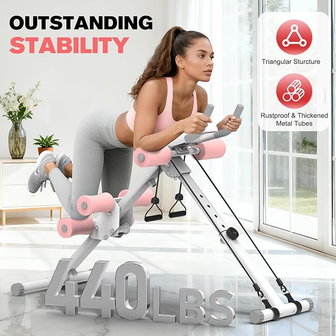 DERACY Ab Workout Machine Adjustable Ab Trainer Abdominal Trainer for Home Gym Foldable Ab Crunch Machine for Core 440 LBS