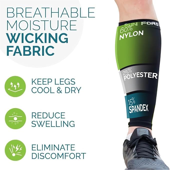 Run Forever Calf Compression Sleeves for Men and Women - Leg Compression Sleeve - Footless Compression Socks for runners