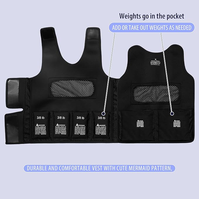 Janmercy Weighted Vest for Kids Ages 4 to 7 and Ages 8+ Boy Girl Adjustable Breathable Compression Vest for Processing Issue(Dinosaur,Medium,Dark Blue)