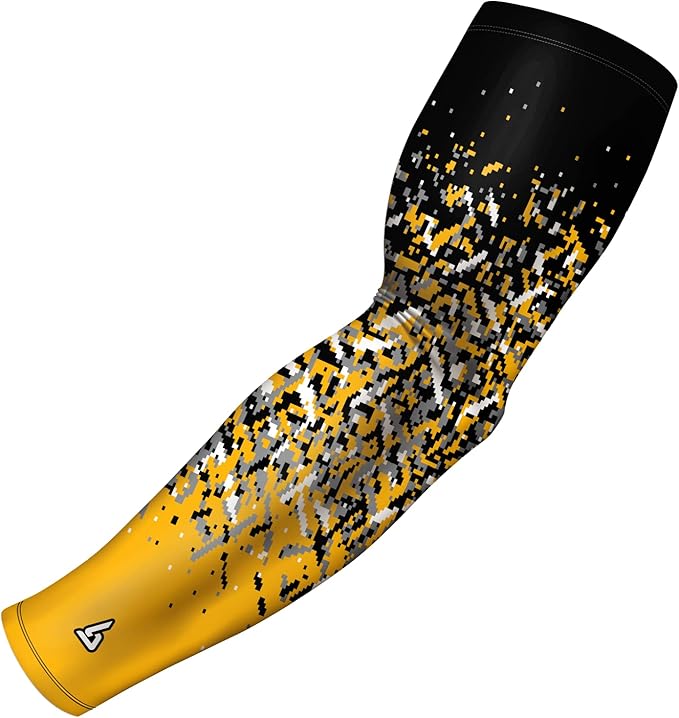 B-Driven Sports Pro Fit Compression Arm Sleeve for Men Women & Youth, Basketball Baseball Football, Single Digital Designs