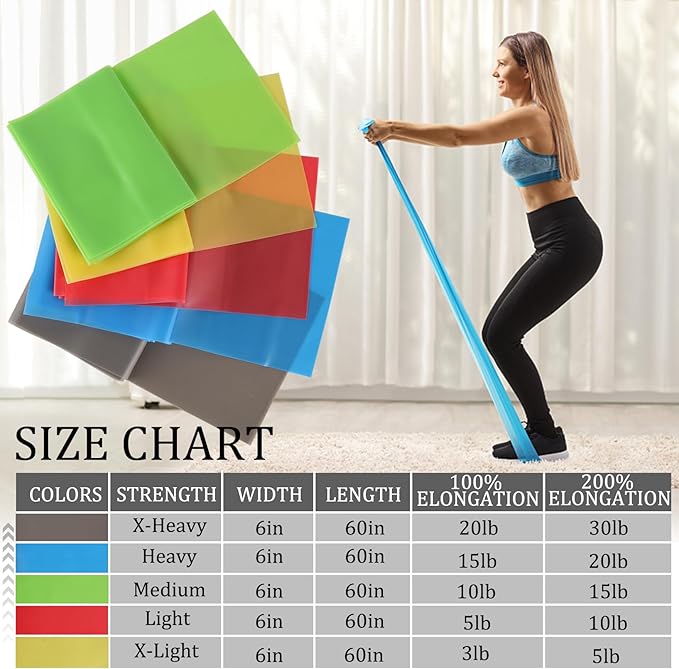 10 Pcs Long Resistance Bands and 5 Pcs Loop Bands. Latex-Free, Elastic Band, Work Out Bands, Stretch Bands for Working Out Women or Men, Exercise Bands Set for Physical Therapy, Yoga, Pilates