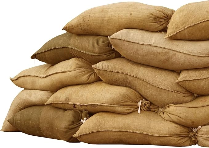 Sandbaggy Burlap Sand Bags - Size: 14" x 26" - 50 lb Weight Capacity - For Flooding, Flood Water Barrier, Tent, Empty (10 Bags)