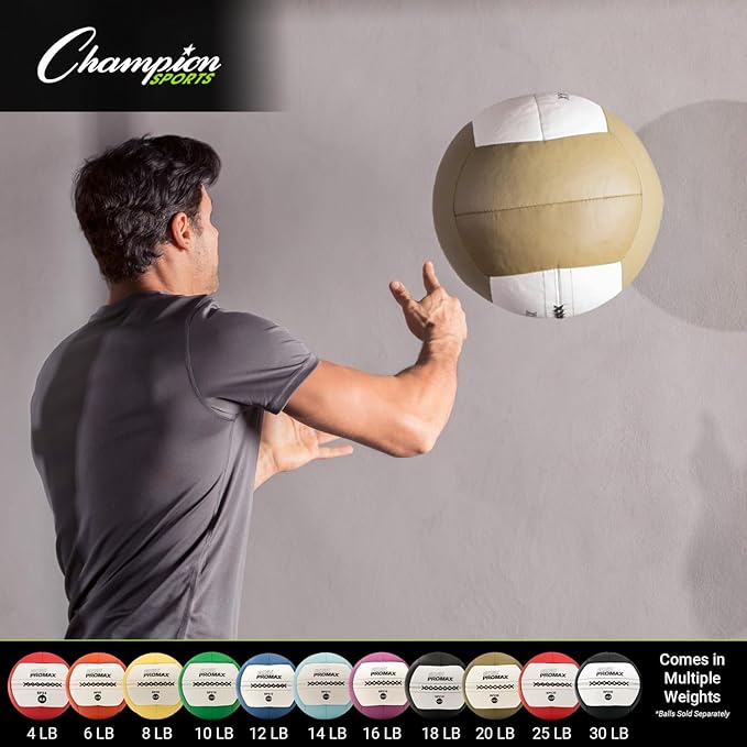 Champion Sports Rhino Promax Wall Balls - Soft Shell Non-Slip Grip for Weightlifting, Plyometrics, Cross Training, & Home Gym