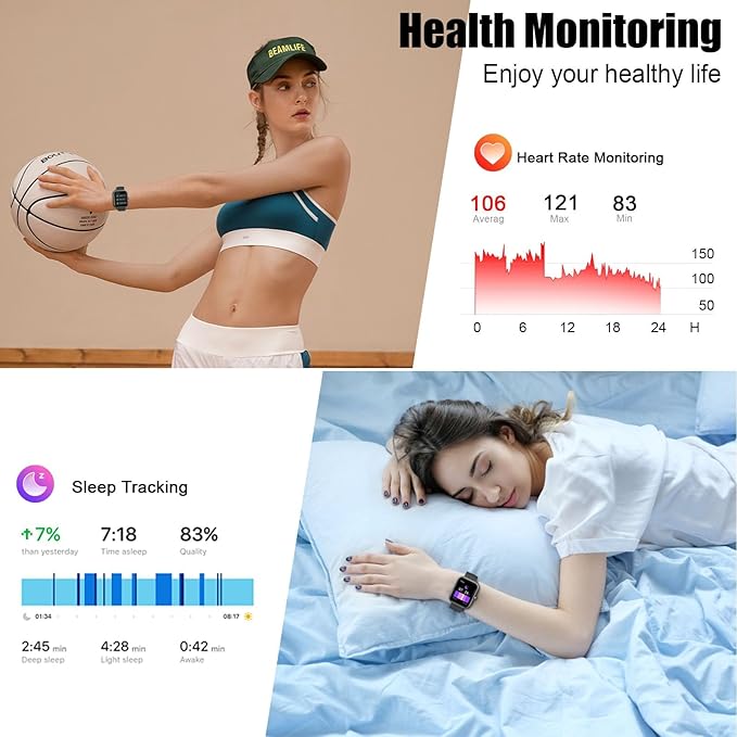 Smart Watch for Men Women (Answer/Make Call), 1.96" HD Fitness Tracker Running Watch, IP68 Waterproof,Pedometer, Sleep/Step/Activity/Heart Rate Monitor,110+ Sport Mode Smartwatch for iOS Android Phone