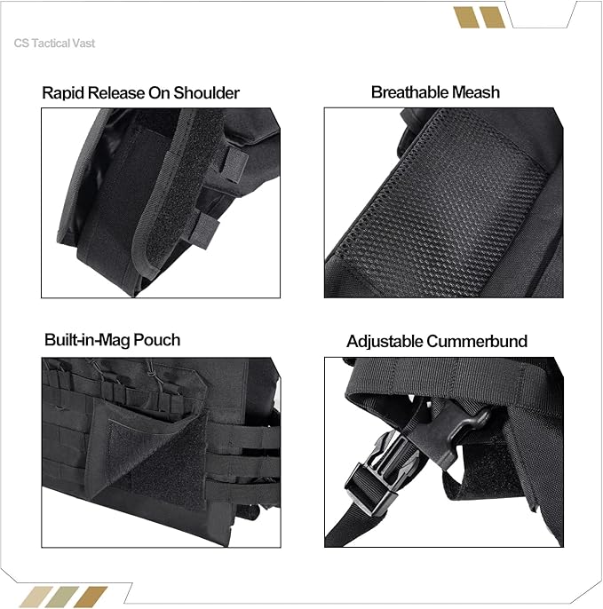 Tactical Outdoors Vest,Fully Adjustable Breathable,Lightweight Modular Paintball Police Airsoft Vest