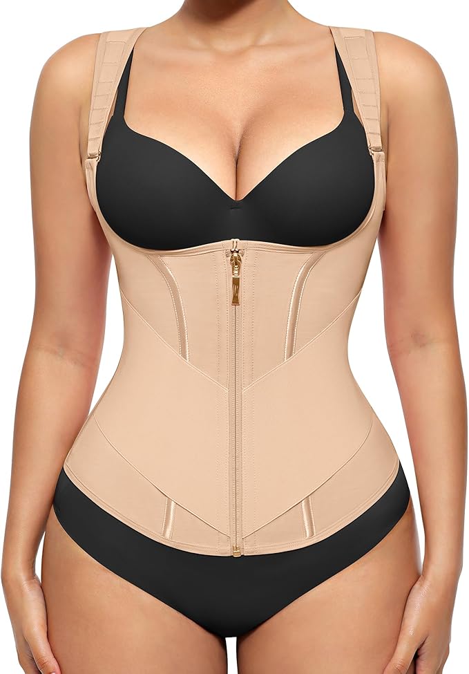 FeelinGirl Waist Trainer Vest for Women Tummy Control Corset Body Shaper Back Support Adjustable Straps Workout Faja