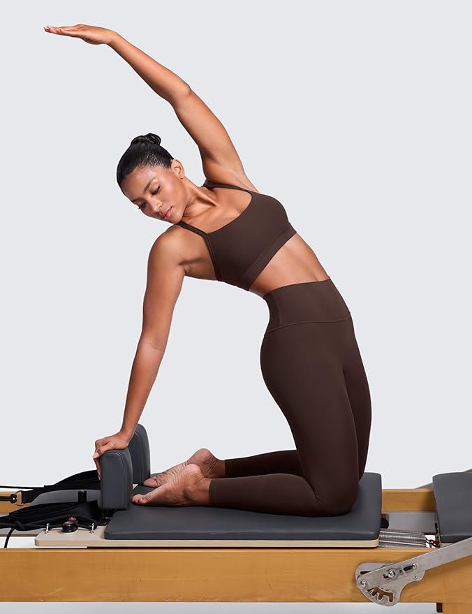 CRZ YOGA Butterlift Cut-Out Cross Back Sports Bras for Women - Medium Impact Adjustable Thin Straps Pilates Padded Gym Tops
