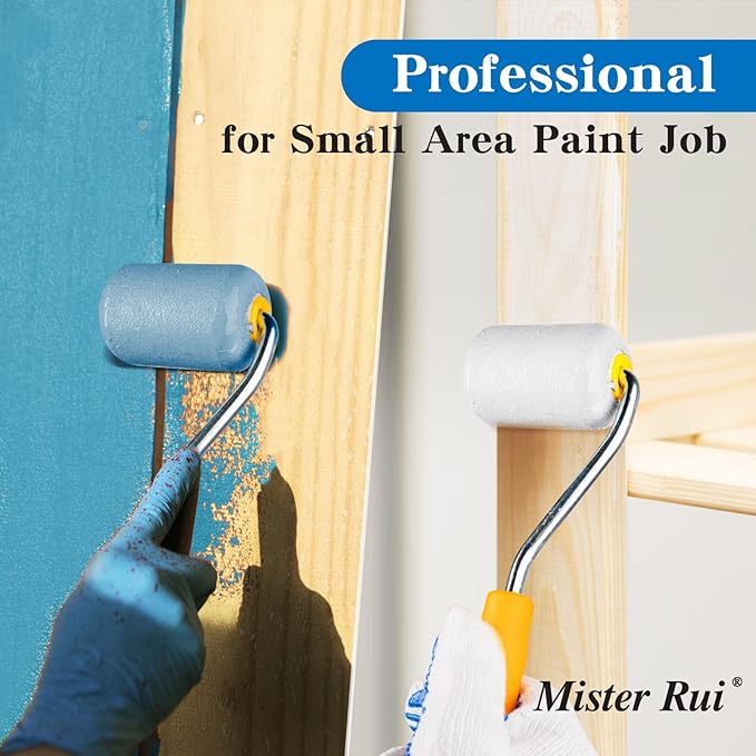 Mister Rui Foam Paint Roller, 12 Pack 2 Inch Paint Roller, Small Foam Paint Rollers, Mini Foam Paint Roller 2 Inch, Mini Rollers for Painting Small and Hard to Reach Spaces