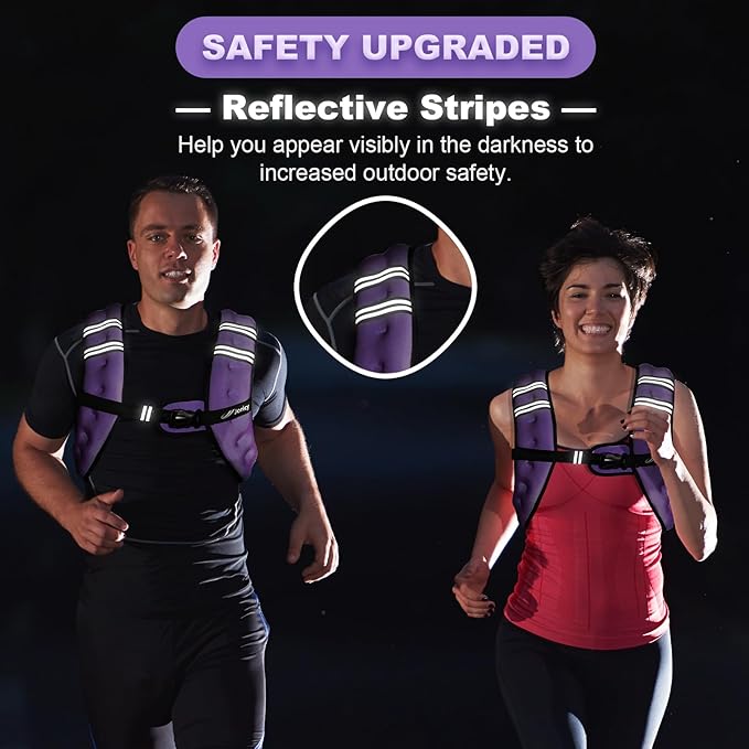 Weighted Vest Woman 5lb/8lb/10lb/12lb/15lb/20lb/25lb/30lb Weight Vest for Women Men, Rucking Vests with Reflective Stripe for Running Workout Walking Strength Training Weight Loss Fitness Weightlifting