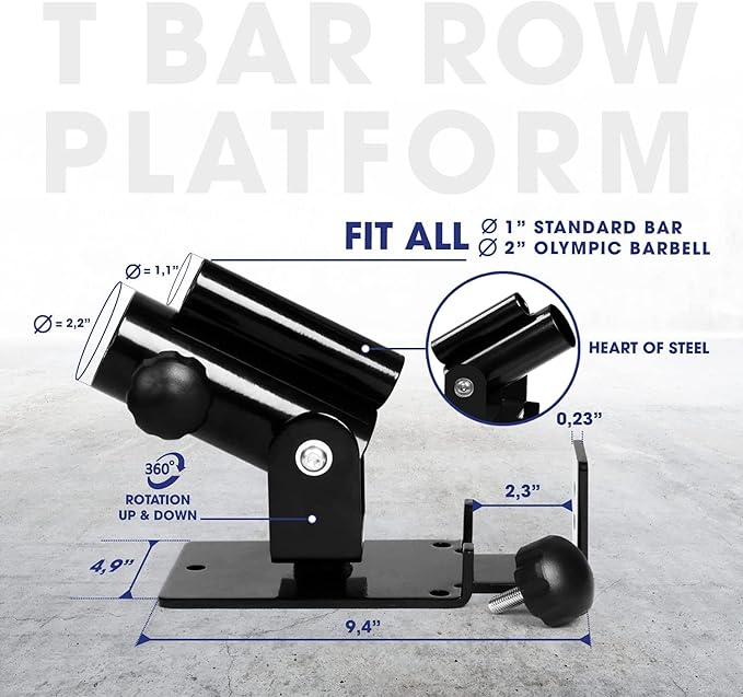 Yes4All Exercise Machine Adjustable T Bar Row Attachment, D Row Handle/Landmine Handle Attachment with Textured Rubber Handles