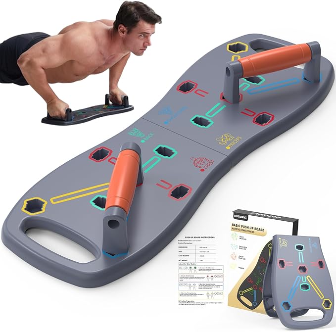 HOTWAVE Portable Workout Equipment with 20 Gym Accessories.Push Up Board &Plank,Resistance Band with Ab Roller Wheel,Exercise at Home For Men and Women