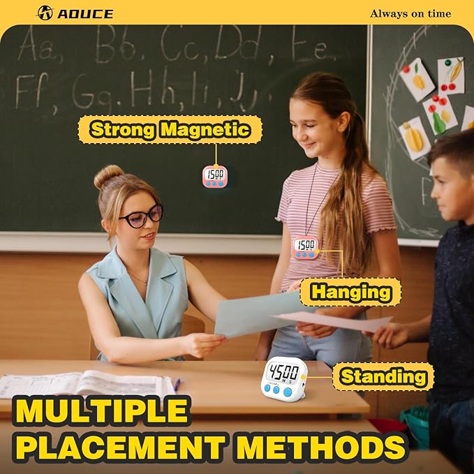 Classroom Timers for Teachers Kids Large Magnetic Digital Timer Teacher Supplies 2 Pack-Pink White