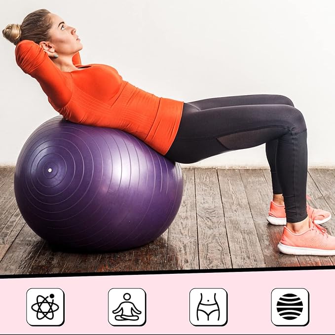 Jerify 3 Pcs Exercise Ball Inflatable Yoga Ball for Pregnancy Pilates Core Workout Equipment with Pump and Plug for Chair Fitness Stability Balance Birthing Gym Home Office Support 330lbs