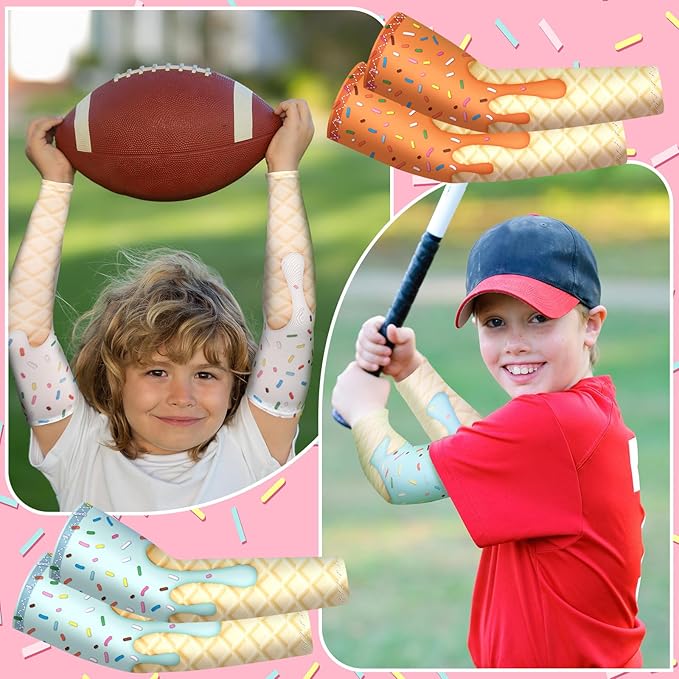 Newcotte 12 Pairs Arm Sleeves for Kids Compression Football Baseball Arm Sleeve Youth UV Protection Breathable Cooling Sleeve