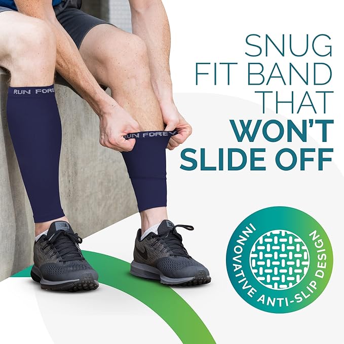 Run Forever Calf Compression Sleeves for Men and Women - Leg Compression Sleeve - Footless Compression Socks for runners