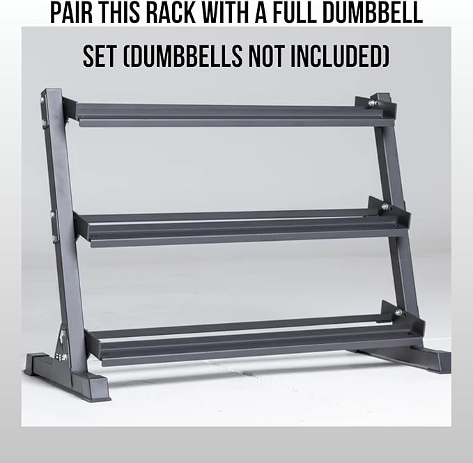 Rep Fitness Dumbbell Rack, 3-Tier, Fits 5-50 lb Sets, Metallic Black