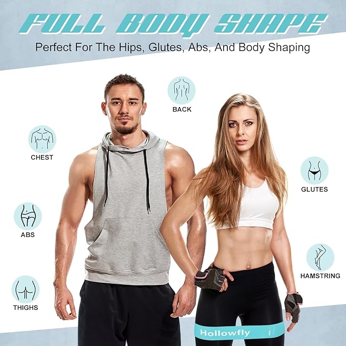 Hollowfly 30 Pcs Latex Resistance Loop Exercise Bands for Booty Workout Stretch Exercise Band Non Slip for Legs Squat Resistance Loop Women Men Starter Butt Hip Thigh Fitness