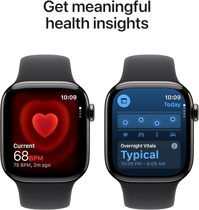 Apple Watch Series 11 [GPS + Cellular 42mm] Smartwatch with Slate Titanium Case with Black Sport Band - S/M. Sleep Score, Fitness Tracker, Health Monitoring with AppleCare+ (2 Years)
