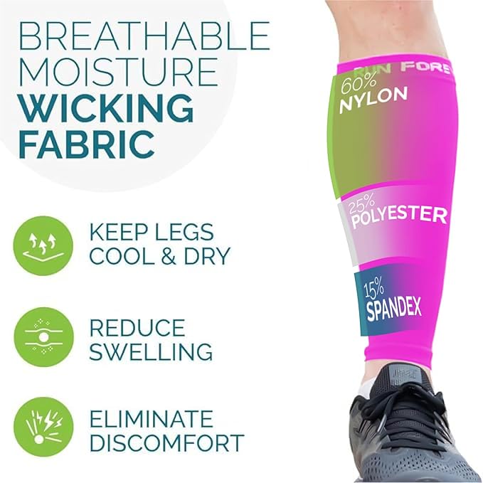Run Forever Calf Compression Sleeves for Men and Women - Leg Compression Sleeve - Footless Compression Socks for runners