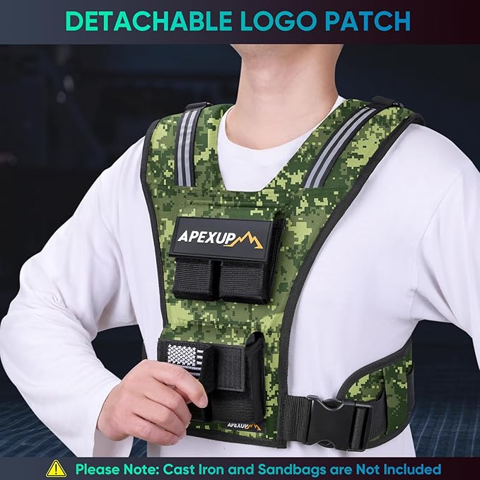 APEXUP Adjustable Weighted Vest Men 20lbs/30lbs/40lbs Weights with Reflective Stripe, Weight Vest Woman Workout Vest for Strength Training Running Walking