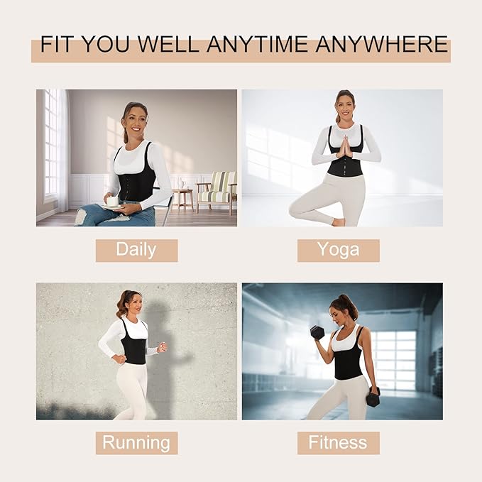 YADIFEN Waist Trainer for Women,Zipper Corset Body Shaper for Tummy Control Neoprene Cincher Sweat Sauna Vest Tank Top