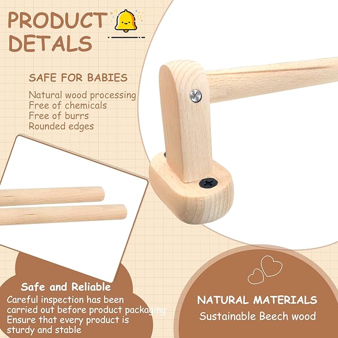 Duomilee Baby Pull up Bar Toddler Pull Up Bar Montessori Wall-Mounted Handrail Ballet Bar for Toddlers Suitable for Baby to Learn to Stand and Support. (17.3 in)