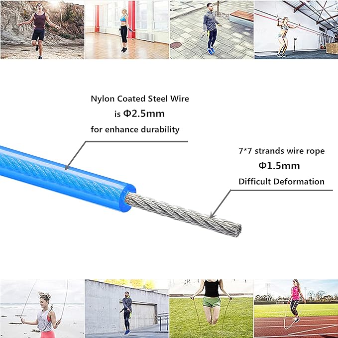 Replacement Cable for Speed Jump Rope, 6pcs 10ft Stainless Steel Wire with Polymer Coating for High Speed Jump Ropes.OD:2.5mm
