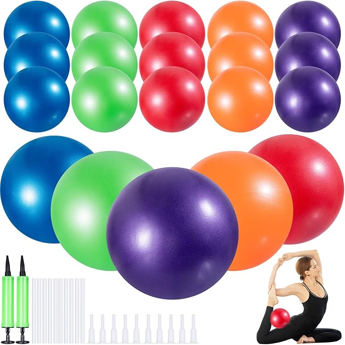 Sotiff 20 Pcs Small Exercise Pilates Ball Bulk 9 Inch Mini Yoga Ball Anti Burst and Slip for Stability Fitness Physical Therapy Stretching & Core Workout at Home Gym Class